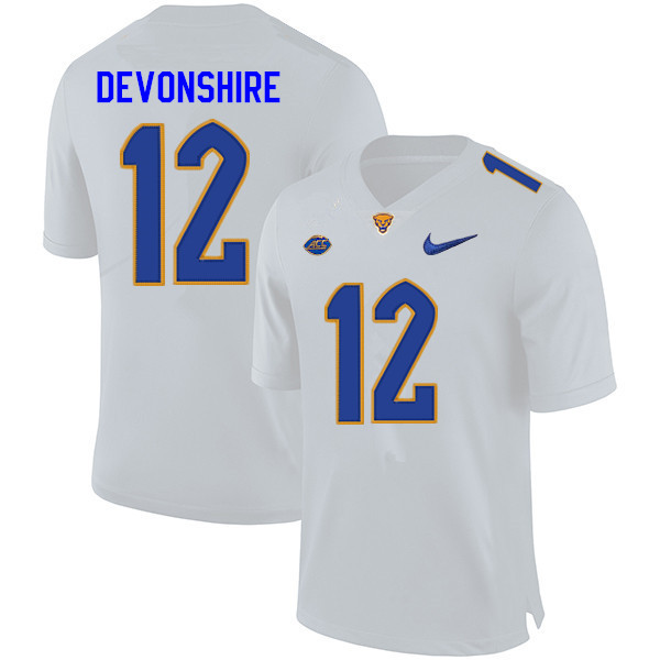 Men #12 M.J. Devonshire Pitt Panthers College Football Jerseys Sale-White